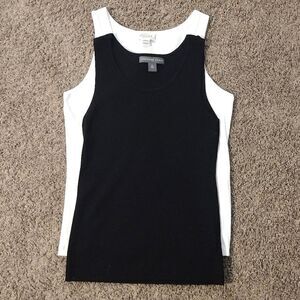Two Tank Tops, Women's Size XL Josephine Chaus (Black) and Talbots (White) Tanks